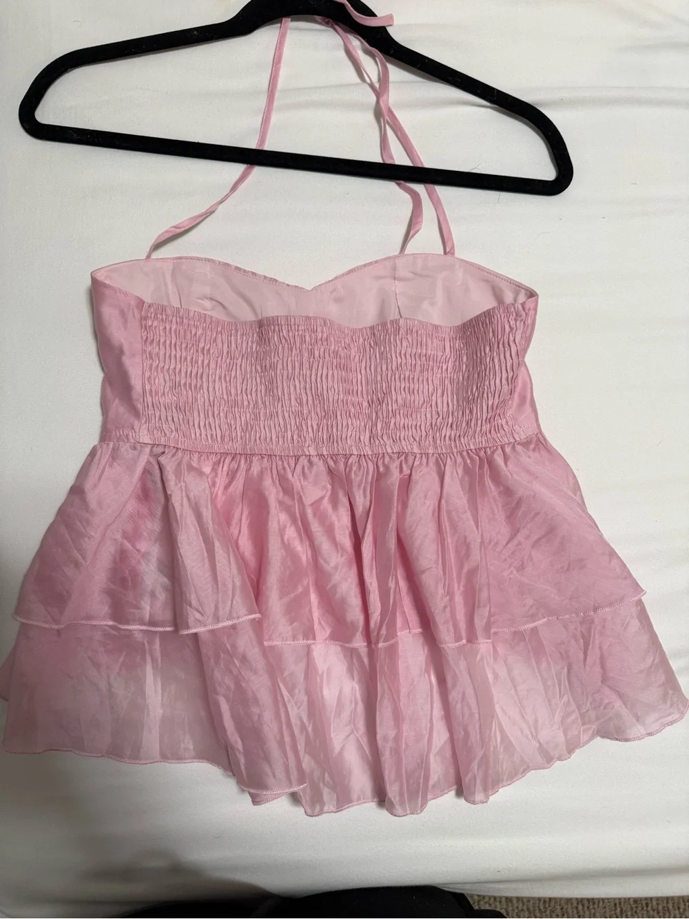 Cider Light Pink Ruffle Babydoll Halter Top - Picture 5 of 6
